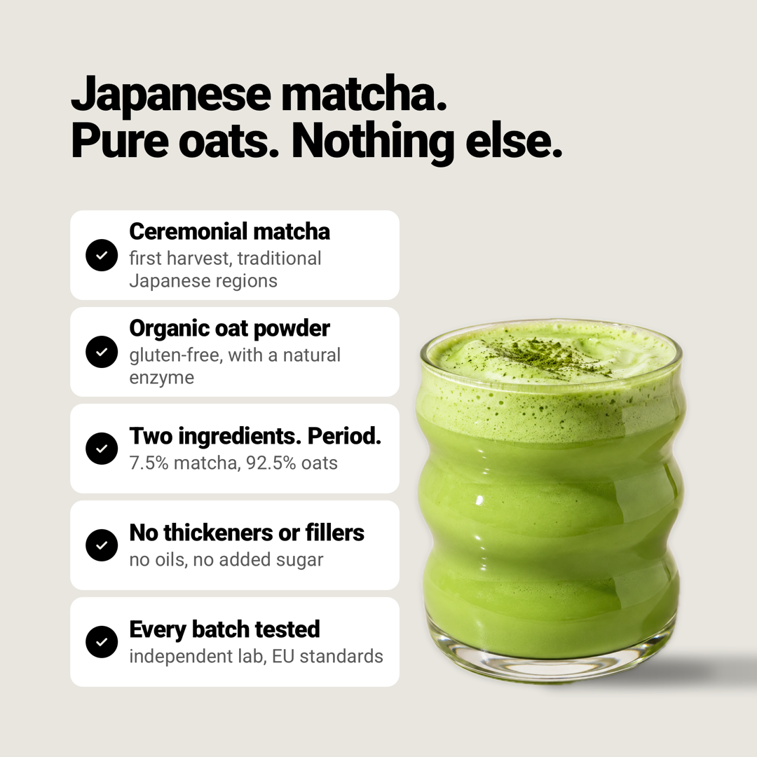 OATENTIK Matcha Latte: Japanese matcha. Pure oats. Nothing else.
